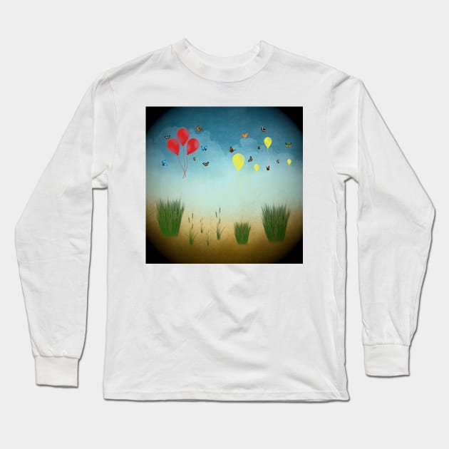 Butterflies And Balloons Long Sleeve T-Shirt by JimDeFazioPhotography